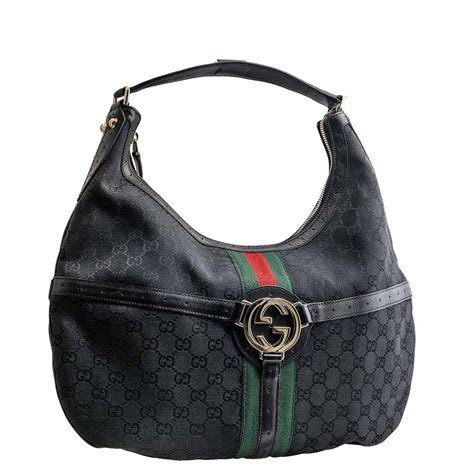 black vintage gucci handbag|vintage Gucci monogram shoulder bag.